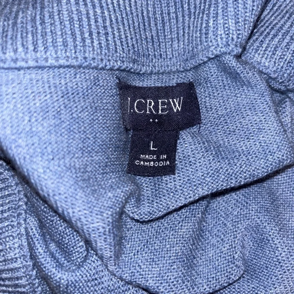 J Crew 1/4 Zip Wool Blend Light Blue Sweater Sz Large